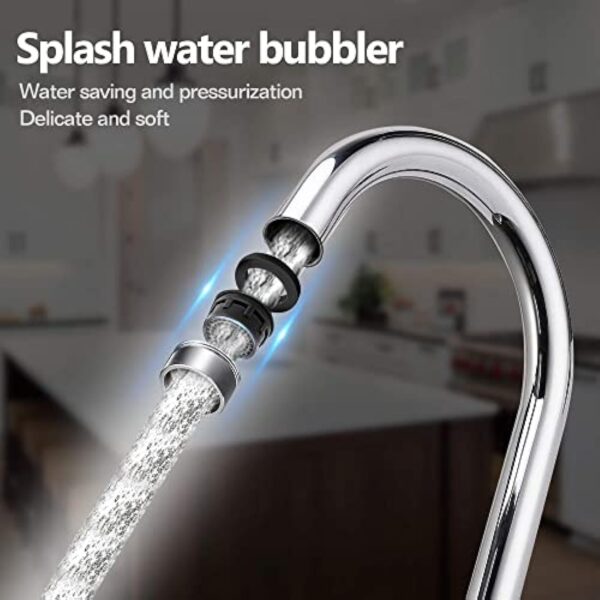 Hoomtaook Robinet Cuisine Douchette Poignée Unique Inox Mélangeur Chaud et Froid Embout Robinet Cuisine Rotatif Laiton Chrome Robinet De Cuisine – Image 4
