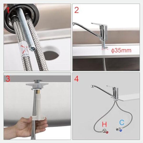 IBERGRIF M14450 Roma, Mitigeur d'Evier, Robinet de Cuisine Monocommande, Chromé, Argent, S – Image 7
