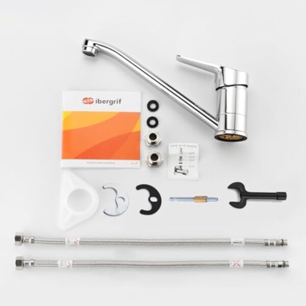 IBERGRIF M14450 Roma, Mitigeur d'Evier, Robinet de Cuisine Monocommande, Chromé, Argent, S – Image 8