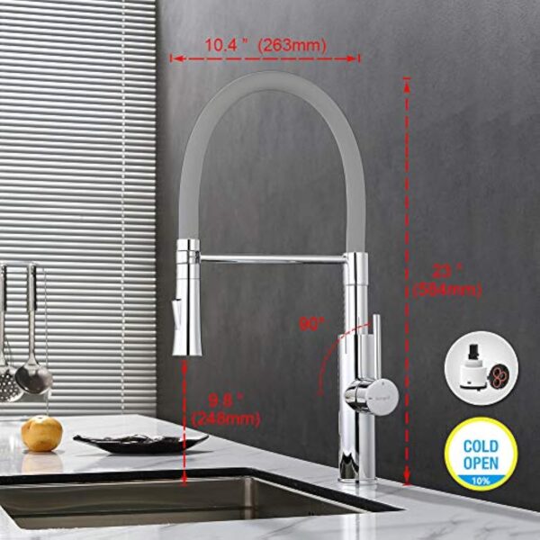 IBERGRIF M22115-9, Robinets de Cuisine Flexible, Mitigeur d'évier Pro avec Ducha Main, Gris/Argent – Image 4