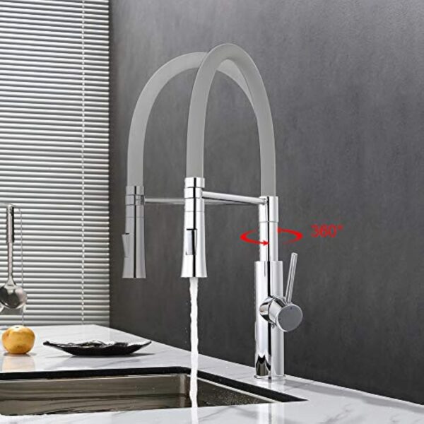 IBERGRIF M22115-9, Robinets de Cuisine Flexible, Mitigeur d'évier Pro avec Ducha Main, Gris/Argent – Image 5
