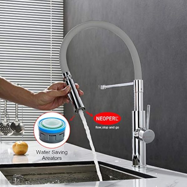 IBERGRIF M22115-9, Robinets de Cuisine Flexible, Mitigeur d'évier Pro avec Ducha Main, Gris/Argent – Image 7