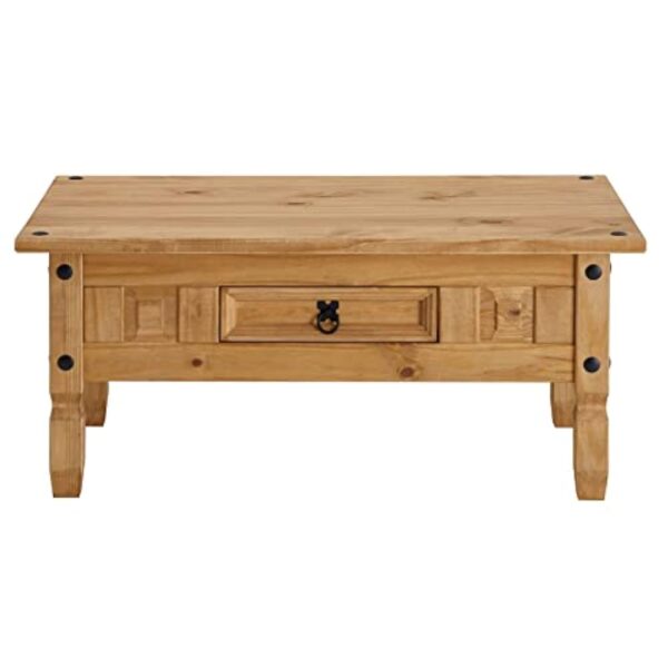 IDIMEX Table Basse Esteban en pin Massif Style Mexicain avec 1 tiroir, Table de Salon en Bois teinté/ciré avec 4 Pieds – Image 4