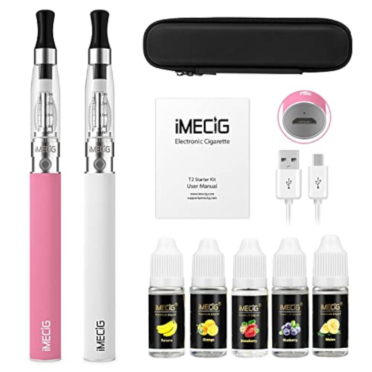 IMECIG et Cigarettes Vapoteur Electronique Starter Kit 2 Pack CE4 Ego Avec E Liquide 1100mAh Batterie Rechargeable, 5 x 10ml E Cig Liquide Vape Pen Set de Voyage E Cig Jus Sans Nicotine Sans Tabac – Image 2