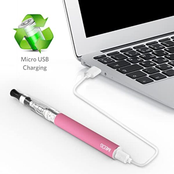 IMECIG et Cigarettes Vapoteur Electronique Starter Kit 2 Pack CE4 Ego Avec E Liquide 1100mAh Batterie Rechargeable, 5 x 10ml E Cig Liquide Vape Pen Set de Voyage E Cig Jus Sans Nicotine Sans Tabac – Image 5