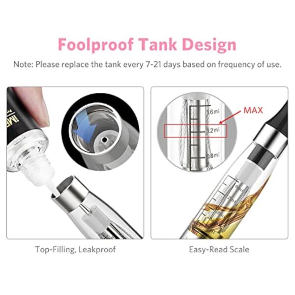 IMECIG et Cigarettes Vapoteur Electronique Starter Kit 2 Pack CE4 Ego Avec E Liquide 1100mAh Batterie Rechargeable, 5 x 10ml E Cig Liquide Vape Pen Set de Voyage E Cig Jus Sans Nicotine Sans Tabac – Image 6