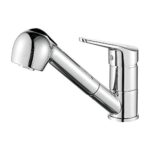 Ibergrif M14550, Mitigeur de Cuisine Extractible, Robinet de Cuisine avec Douchette, Mitigeur Evier Bec Bas, Robinet d'Évier de Cuisine Rotatif à 360°, Chromé, Argent