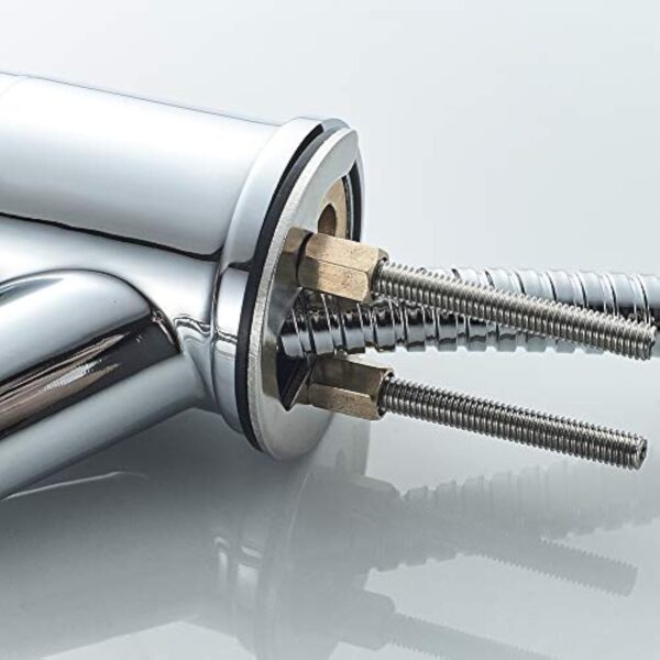 Ibergrif M14550, Mitigeur de Cuisine Extractible, Robinet de Cuisine avec Douchette, Mitigeur Evier Bec Bas, Robinet d'Évier de Cuisine Rotatif à 360°, Chromé, Argent – Image 10