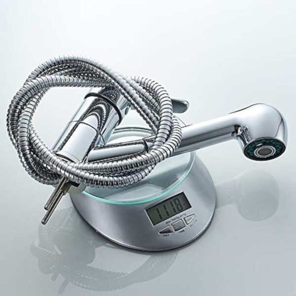 Ibergrif M14550, Mitigeur de Cuisine Extractible, Robinet de Cuisine avec Douchette, Mitigeur Evier Bec Bas, Robinet d'Évier de Cuisine Rotatif à 360°, Chromé, Argent – Image 11