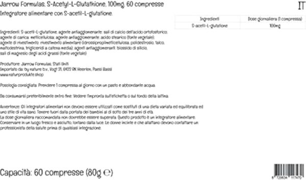 Jarrow Formulas, S-Acetyl-L-Glutathione, 100mg, 60 Comprimés végétaliens, Testé en Laboratoire, Sans Gluten, Sans Soja, Végétarien, Sans OGM – Image 5