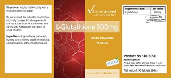 L-Glutathion 500mg - Réduit - 90 comprimés - Végan | Vitamintrend® – Image 4