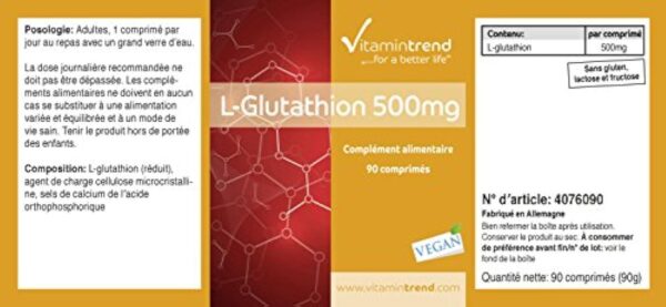 L-Glutathion 500mg - Réduit - 90 comprimés - Végan | Vitamintrend® – Image 5