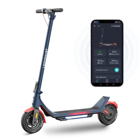 LEQISMART Trottinette Electrique Adultes, 9'' Pneu Anti-crevaison Trotinette électrique, 3 Modes Vitesse Trajet Scooter Pliable, Maximum 25KM/H, Double Système de Freinage et APP-A6S