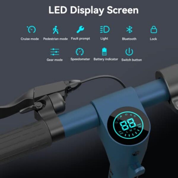 LEQISMART Trottinette Electrique Adultes, 9'' Pneu Anti-crevaison Trotinette électrique, 3 Modes Vitesse Trajet Scooter Pliable, Maximum 25KM/H, Double Système de Freinage et APP-A6S – Image 5