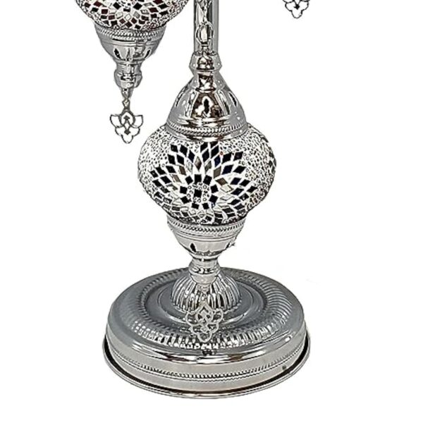 Lampadaire fait à la main turc, marocain, arabe, oriental, bohémien, style Tiffany, mosaïque en verre, coloré, argenté, décoration d'intérieur (mélange de couleurs A - 3 boules) – Image 5