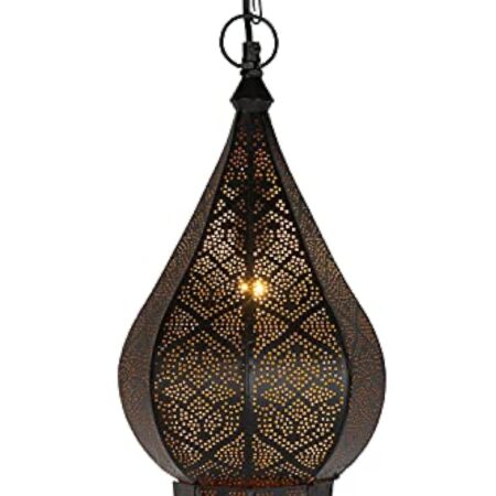 Lampe Suspension Luminaire marocaine Kihana 40cm noir E14 Douille | Plafonnier Lustre de Salon marocain oriental | Lanterne électrique indienne Vintage design décoration de maison orientale arabe