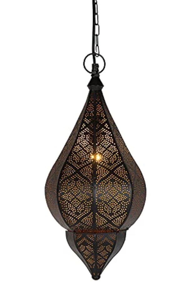 Lampe Suspension Luminaire marocaine Kihana 40cm noir E14 Douille | Plafonnier Lustre de Salon marocain oriental | Lanterne électrique indienne Vintage design décoration de maison orientale arabe