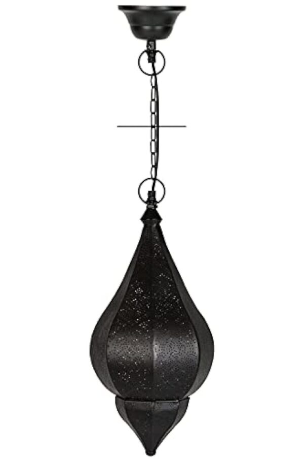 Lampe Suspension Luminaire marocaine Kihana 40cm noir E14 Douille | Plafonnier Lustre de Salon marocain oriental | Lanterne électrique indienne Vintage design décoration de maison orientale arabe – Image 5
