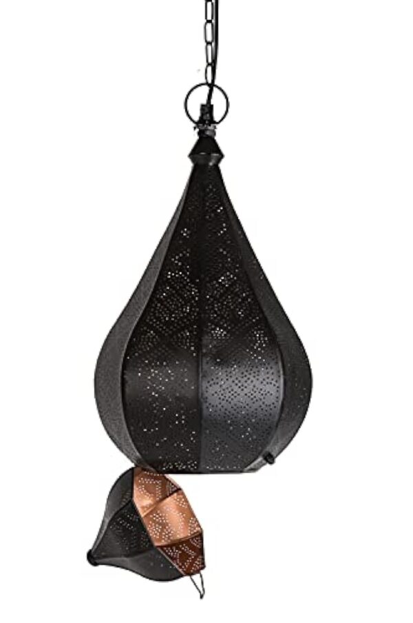 Lampe Suspension Luminaire marocaine Kihana 40cm noir E14 Douille | Plafonnier Lustre de Salon marocain oriental | Lanterne électrique indienne Vintage design décoration de maison orientale arabe – Image 6