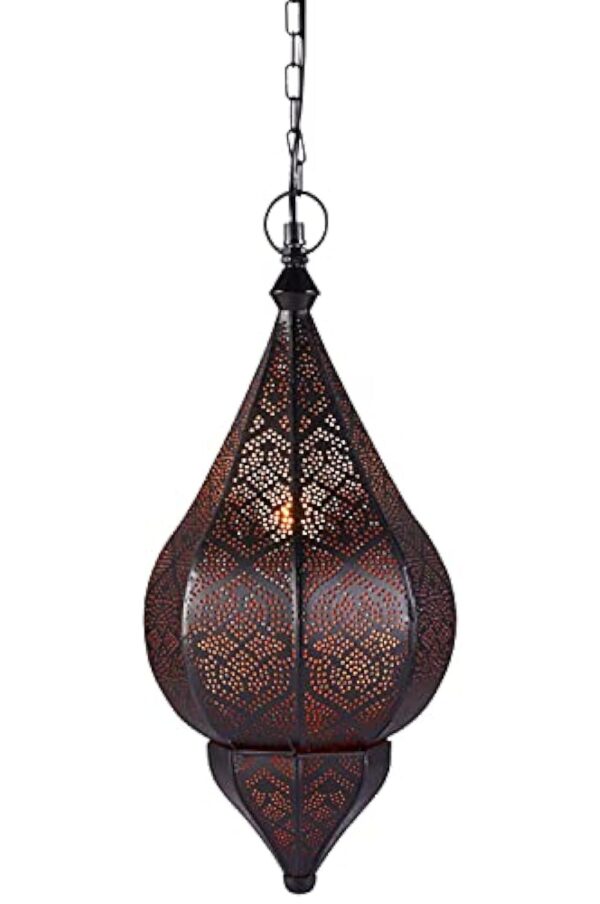 Lampe Suspension Luminaire marocaine Kihana 40cm noir E14 Douille | Plafonnier Lustre de Salon marocain oriental | Lanterne électrique indienne Vintage design décoration de maison orientale arabe – Image 7