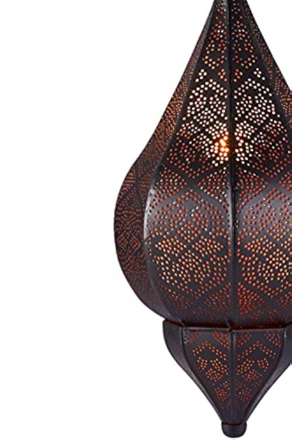 Lampe Suspension Luminaire marocaine Kihana 40cm noir E14 Douille | Plafonnier Lustre de Salon marocain oriental | Lanterne électrique indienne Vintage design décoration de maison orientale arabe – Image 9