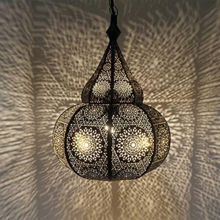 Lampe orientale TAZA noir avec chaîne suspendue, lampe suspendue marocaine LN3010