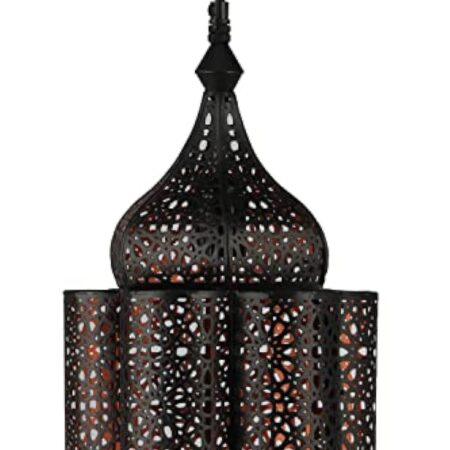 Lampe orientale pendante Feryal Noir 35cm E27 Douille | Plafonnier Lustre de Salon marocain oriental | Lanterne électrique indienne Vintage design décoration de maison orientale arabe