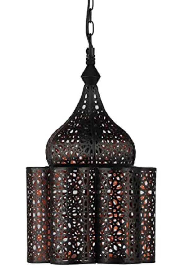 Lampe orientale pendante Feryal Noir 35cm E27 Douille | Plafonnier Lustre de Salon marocain oriental | Lanterne électrique indienne Vintage design décoration de maison orientale arabe – Image 2