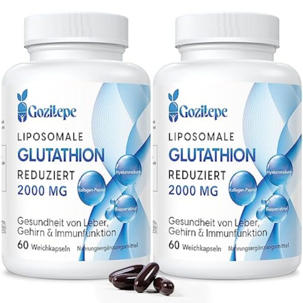 Liposomal Glutathion réduit 2000 mg par portion | Supplément de Glutathion avec Acide Hyaluronique + Peptide de collagène + Resvératrol pour un Puissant Antioxydant (120 Count) – Image 2