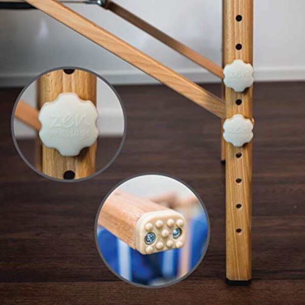 Lit de Massage Zen Round Corner Pliable et réglable en Hauteur - Table de Massage Mobile en Bois Massif avec des Bords arrondis pour des Styles de Massage Actifs (Bordeaux) – Image 5