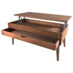 LoMasCasa - Table de salon de la collection Sonka relevable avec tiroir coulissant en bois naturel massif disponible en bois avec pied conique - 100 x 50 x 48 cm