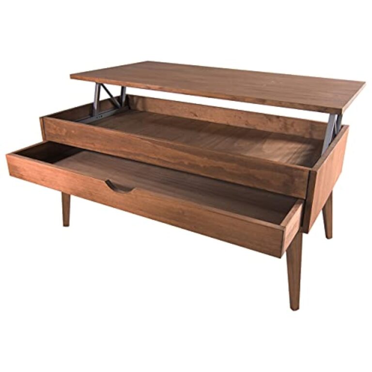 LoMasCasa - Table de salon de la collection Sonka relevable avec tiroir coulissant en bois naturel massif disponible en bois avec pied conique - 100 x 50 x 48 cm