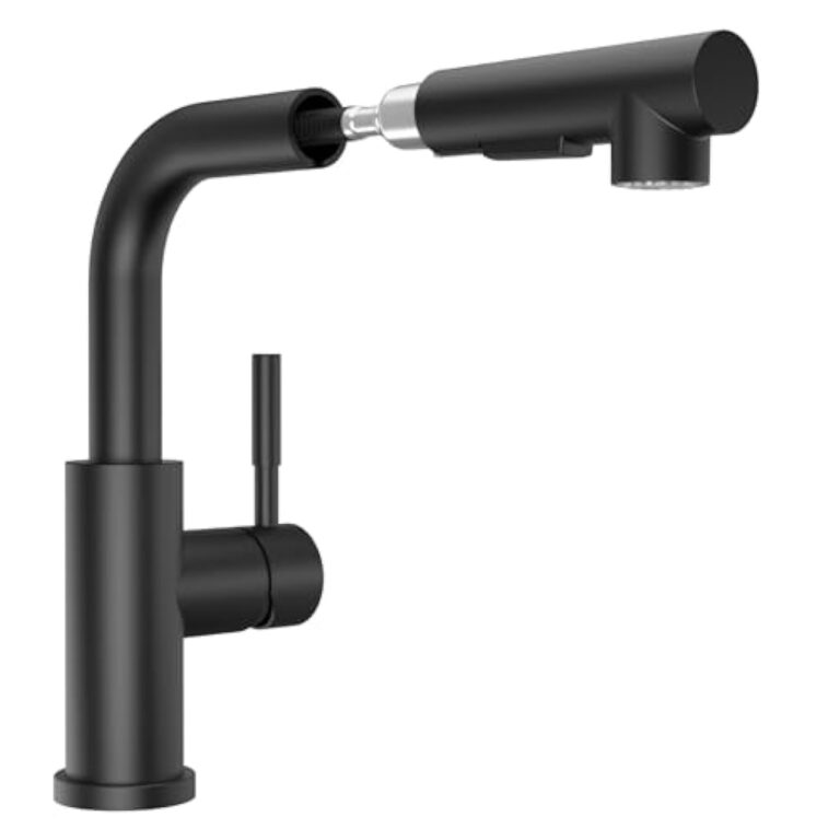 Lonheo Robinet Cuisine Douchette Extractible, Mitigeur Evier Cuisine avec Douchette, Robinetterie de Cuisine 2 Modes Spray, Froid & Chaud Disponible, Noir – Image 2