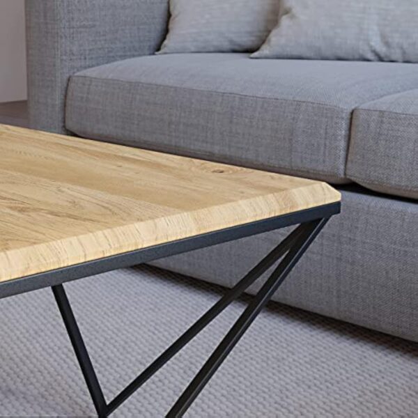 Lumarc Siena, Table Basse de Salon Faite à la Main en Bois Massif de Chêne Naturel au Design Industriel Minimaliste Moderne, Carrée, 70x70x40 cm – Image 8