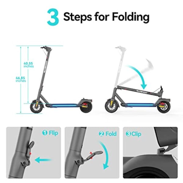 M MEGAWHEELS Trottinette Électrique Adulte, Autonomie 30-35KM, Vitesse Maximale 25KM/H, 9" Pneus, Moteur 350 W, Charge maximale 120KG, APP Contrôle, Pliable et Portable – Image 3