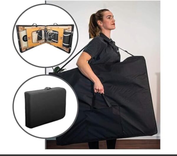 MASSUNDA Comfort Deluxe Table de Massage Pliable - Extra Large pour Plus de Confort, Réglable en Hauteur, Table de Traitement Mobile en Bois Massif - Appui-tête de Haute Qualité - Noir – Image 6