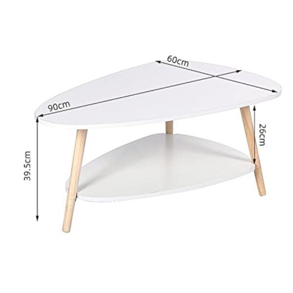 MINGYI Table Basse Scandinave, Table de Salon avec Étagère, Table d’Appoint en Bois, Tables Basses de Café, Chambre, Bureau, Café (90×60×39,5 cm, Blanc) – Image 3