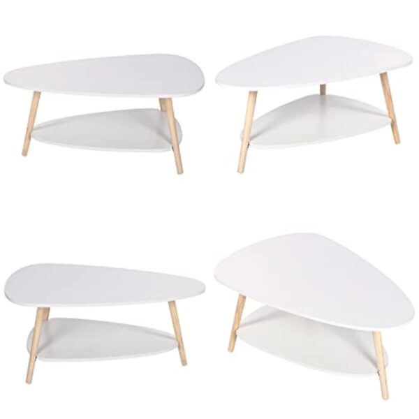 MINGYI Table Basse Scandinave, Table de Salon avec Étagère, Table d’Appoint en Bois, Tables Basses de Café, Chambre, Bureau, Café (90×60×39,5 cm, Blanc) – Image 6