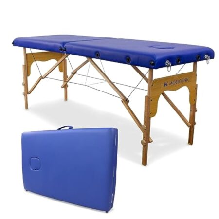 Mobiclinic, Table de massage pliante, Portable, CM-O1 Basic, 180x60 cm, Bois et similicuir, 2 zonas, Marque européenne, Hauteur réglable, Système de verrouillage, Supporte 250 kg, Crème