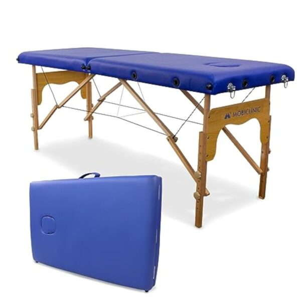 Mobiclinic, Table de massage pliante, Portable, CM-O1 Basic, 180x60 cm, Bois et similicuir, 2 zonas, Marque européenne, Hauteur réglable, Système de verrouillage, Supporte 250 kg, Crème – Image 2