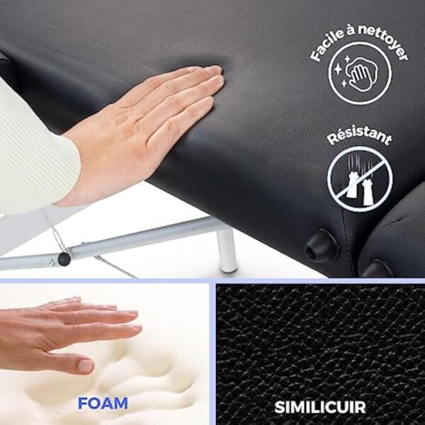 Mobiclinic, Table de Massage Pliante, Portable, CM-O1 Basic, 180x60 cm, Bois et Similicuir, 2 zonas, Marque européenne, Hauteur réglable, Système de Verrouillage, Supporte 250 kg, Crème – Image 3