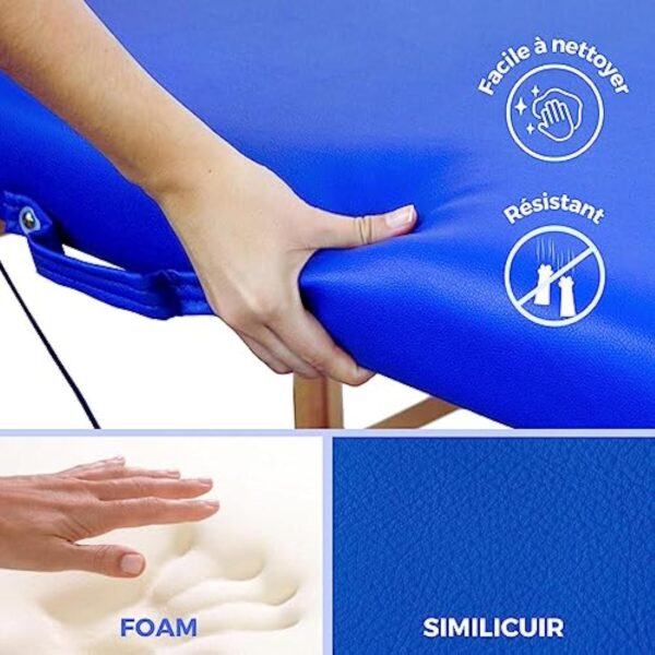 Mobiclinic, Table de massage pliante, Portable, CM-O1 Basic, 180x60 cm, Bois et similicuir, 2 zonas, Marque européenne, Hauteur réglable, Système de verrouillage, Supporte 250 kg, Crème – Image 3
