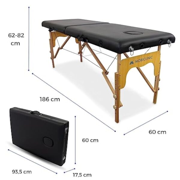 Mobiclinic, Table de Massage Pliante, Portable, CM-O1 Basic, 180x60 cm, Bois et Similicuir, 2 zonas, Marque européenne, Hauteur réglable, Système de Verrouillage, Supporte 250 kg, Crème – Image 4
