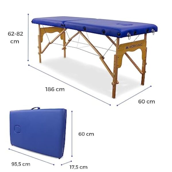 Mobiclinic, Table de massage pliante, Portable, CM-O1 Basic, 180x60 cm, Bois et similicuir, 2 zonas, Marque européenne, Hauteur réglable, Système de verrouillage, Supporte 250 kg, Crème – Image 4