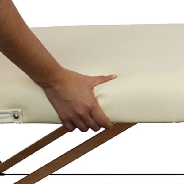 Mobiclinic, Table de massage pliante, Portable, CM-O1 Basic, 180x60 cm, Bois et similicuir, 2 zonas, Marque européenne, Hauteur réglable, Système de verrouillage, Supporte 250 kg, Crème – Image 5