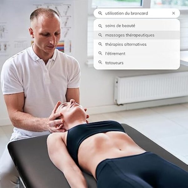 Mobiclinic, Table de Massage Pliante, Portable, CM-O1 Basic, 180x60 cm, Bois et Similicuir, 2 zonas, Marque européenne, Hauteur réglable, Système de Verrouillage, Supporte 250 kg, Crème – Image 7