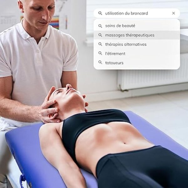 Mobiclinic, Table de massage pliante, Portable, CM-O1 Basic, 180x60 cm, Bois et similicuir, 2 zonas, Marque européenne, Hauteur réglable, Système de verrouillage, Supporte 250 kg, Crème – Image 7