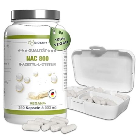 NAC 800 mg - 240 gélules – Pour 8 Mois - Pilulier inclus - Hautement dosé - Vegan - Qualité supérieure – Antioxydant & Détoxifiant – Made in Germany