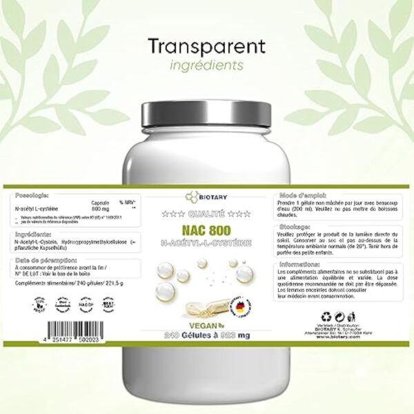 NAC 800 mg - 240 gélules – Pour 8 Mois - Pilulier inclus - Hautement dosé - Vegan - Qualité supérieure – Antioxydant & Détoxifiant – Made in Germany – Image 5