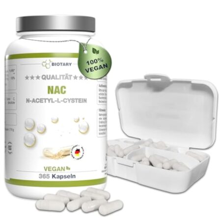 NAC - N-Acetyl-Cysteine – 365 gélules – Pour 12 Mois - Pilulier inclus - Hautement dosé - Vegan - Qualité supérieure – Antioxydant & Détoxifiant – Made in Germany